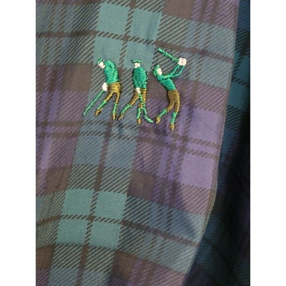 VTG Thomas E Wilson Golf Jacket Pullover Mens L Blue Plaid 1/2 Zip Windbreaker - Picture 3 of 4